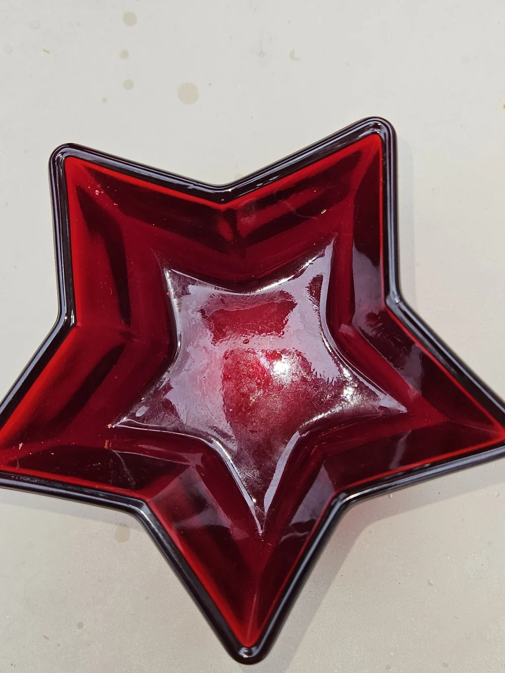Ruby Red Vintage Red Star Glass Dish